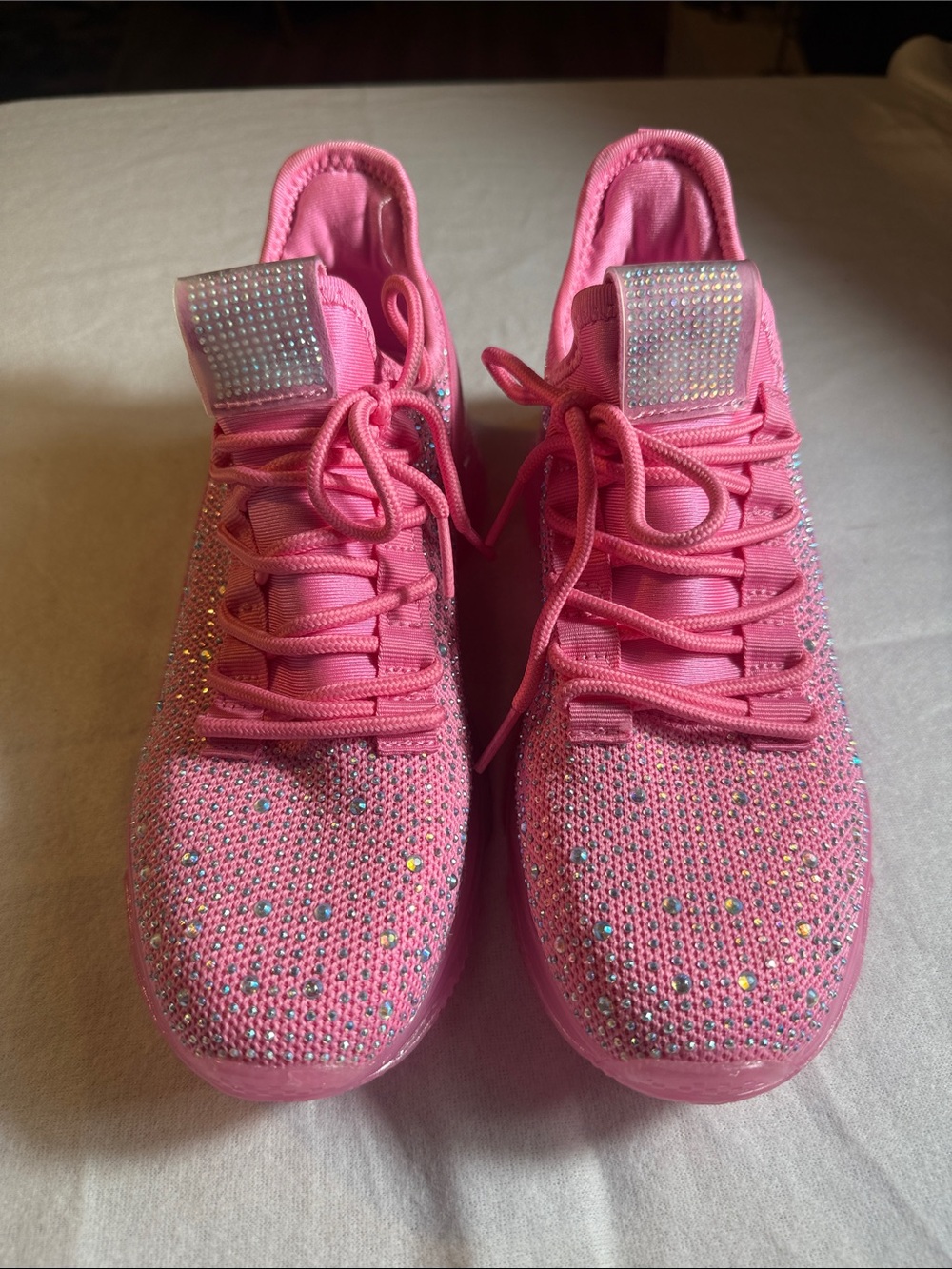 Sparkle Knit Pink Lace-Up Women's Sneakers